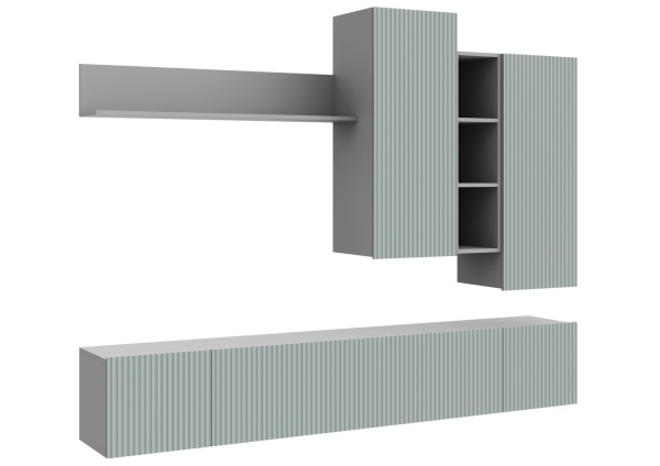 Гостиная СКАНДИ МДФ НМ-001 ( Комплект ) Серый шифер / Грин Грей Софт