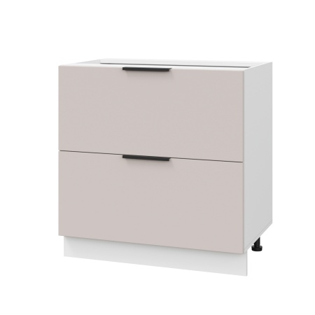 Шкаф нижний с ящиками ШНГ2Я 800 Корпус: ЛДСП белый 16мм; фасад: фрезеровка Оливия, МДФ сиена тауп 16 мм