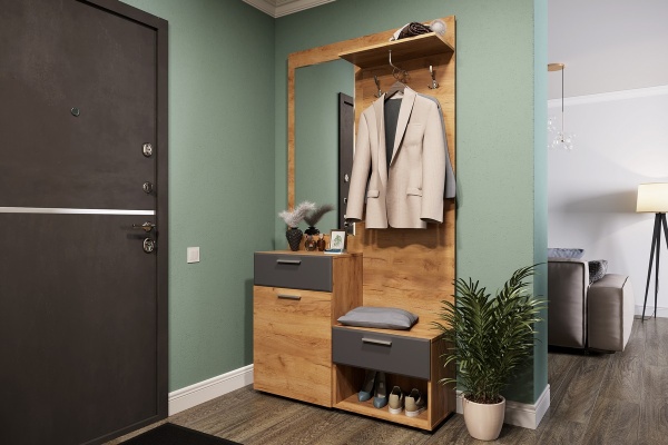 Модульная прихожая Сафари Дуб Крафт золотой / Графит Софт