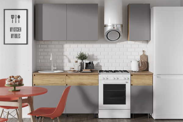 КВИК-СТЕП Кухня 1.6 м. Корпус - Дуб Крафт золотой К003  Фасад ЛДСП - Серый Шифер