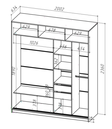 БОСТОН ШК-005 Шкаф-купе ЛДСП (Комплект) Дуб крафт серый / Кашемир