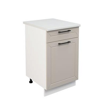 Шкаф нижний с ящиком ШН1Я 500 Корпус: ЛДСП белый 16мм; фасад: фрезеровка Кельн, МДФ софт бланж 16мм