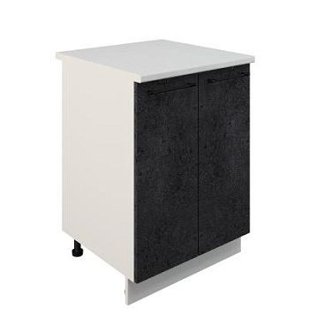 Шкаф нижний ШН 600 Корпус: ЛДСП белый 16мм; фасад: фрезеровка Нувель, МДФ бетон черный 16мм