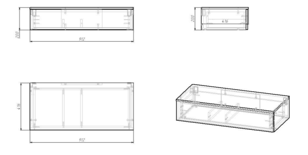 СКАНДИ Тумба консольная ТМ-001 (МДФ) Корпус - Серый Шифер  Фасад МДФ - матовая Грин Грей Софт
