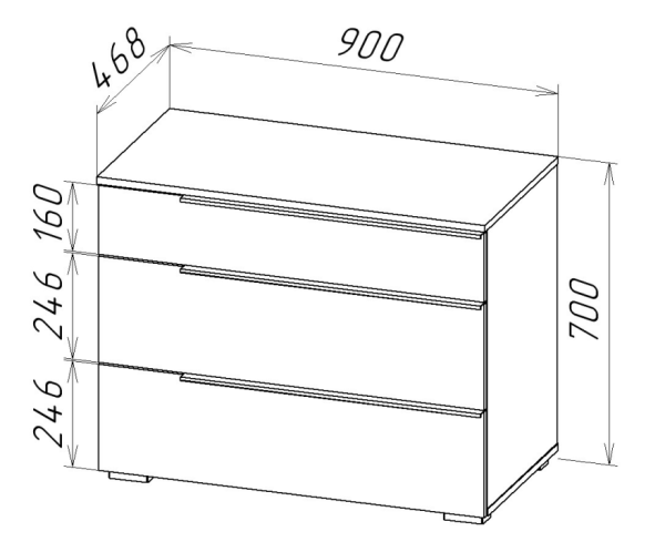АЙРИ Комод КМ-001 (3 ящ.) Корпус - Кашемир 2,75