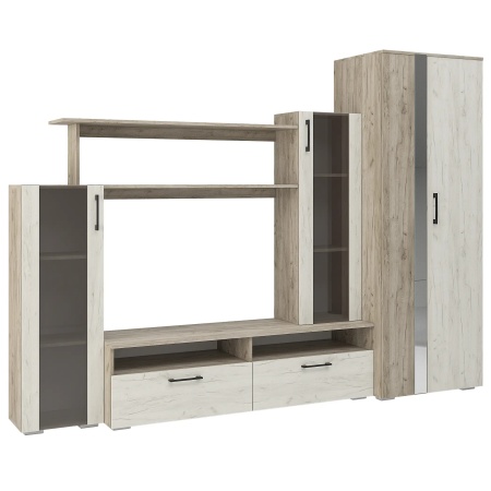 Модульная гостиная Эмма Дуб Крафт серый / Дуб Крафт белый