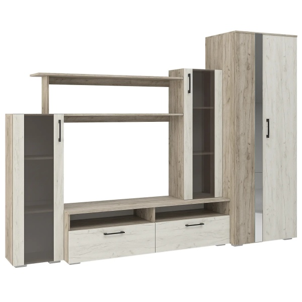 Модульная гостиная Эмма Дуб Крафт серый / Дуб Крафт белый