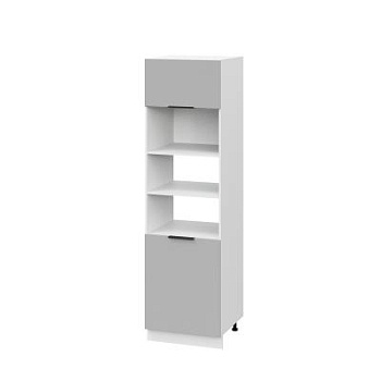 Пенал ПДМ600-1Г1 Корпус: ЛДСП белый 16мм; фасад: фрезеровка Оливия, ЛДСП серый софт 16 мм