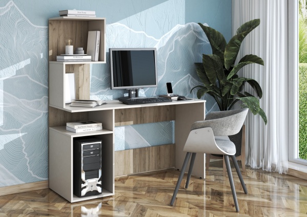 БОХО Стол письменный СП-001 Дуб крафт серый / Кашемир