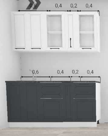 Кухня Кельн Софт смок / Софт пломбир верх 1,6 м (4650)