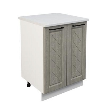 Шкаф нижний ШН 600 Корпус: ЛДСП белый 16мм; фасад: фрезеровка Барселона, МДФ седой клен 16мм