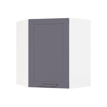 Шкаф верхний угловой ШВУ 600 Корпус: ЛДСП белый 16мм; фасад: фрезеровка Кельн, МДФ софт смок 16мм