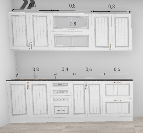 Кухня Лондон Дуб белый 2,4 м (4842)