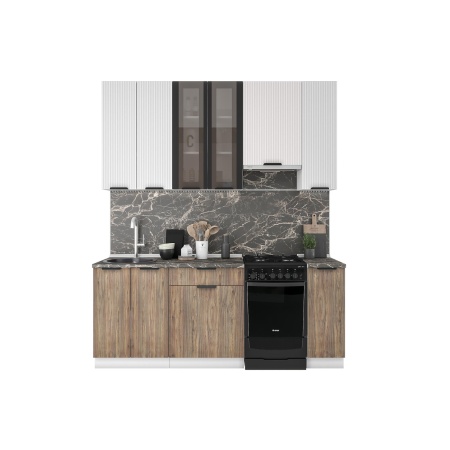 Кухня Норд Line 2,0 м (Н)  Софт даймонд / Орех канадский