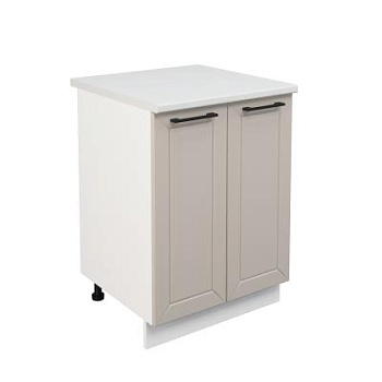 Шкаф нижний ШН 600 Корпус: ЛДСП белый 16мм; фасад: фрезеровка Кельн, МДФ софт бланж 16мм