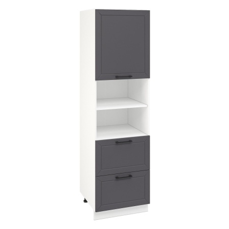 Пенал ПД600-12Я Корпус: ЛДСП белый 16мм; фасад: фрезеровка Кельн, МДФ софт маренго 16 мм