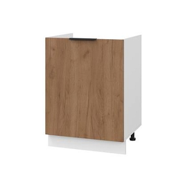 Шкаф нижний под мойку ШНМ 600-1 Корпус: ЛДСП белый 16мм; фасад: фрезеровка Оливия, ЛДСП дуб крафт табачный 16 мм