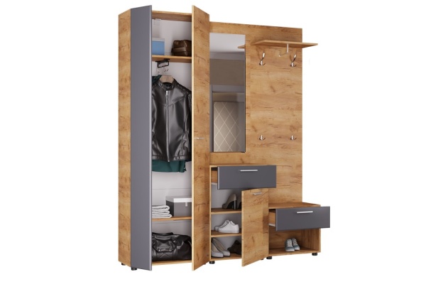 Модульная прихожая Сафари Дуб Крафт золотой / Графит Софт