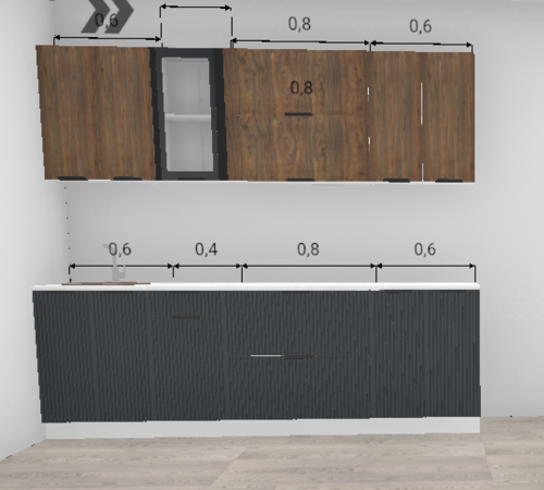 Кухня Норд Line Софт смок / Орех канадский (верх) 2,4 м (5835)