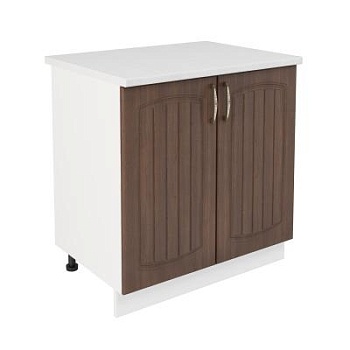 Шкаф нижний ШН 800 Корпус: ЛДСП белый 16мм; фасад: фрезеровка Гренада, МДФ бразильский орех 16мм