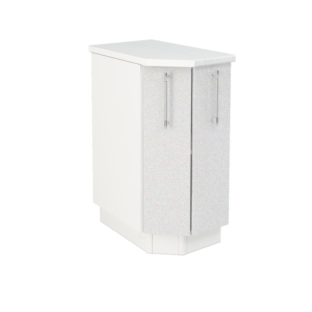 Шкаф нижний торцевой ШНТ 360 Корпус: ЛДСП белый 16мм; фасад: фрезеровка Олива, МДФ металлик белый 16мм
