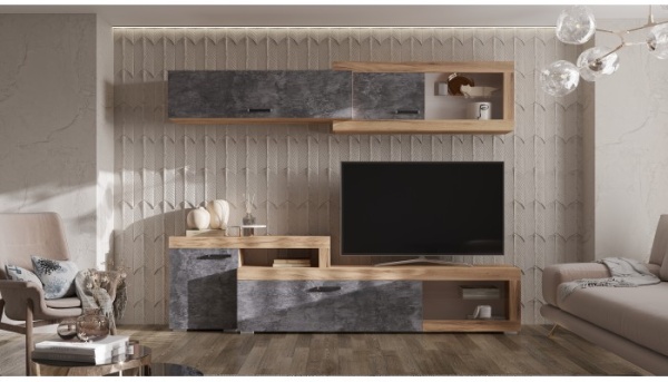 Гостиная Турин Дуб вотан / Цемент темный