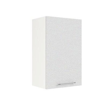 Шкаф верхний ШВ 450 Корпус: ЛДСП белый 16мм; фасад: фрезеровка Олива, МДФ металлик белый 16мм