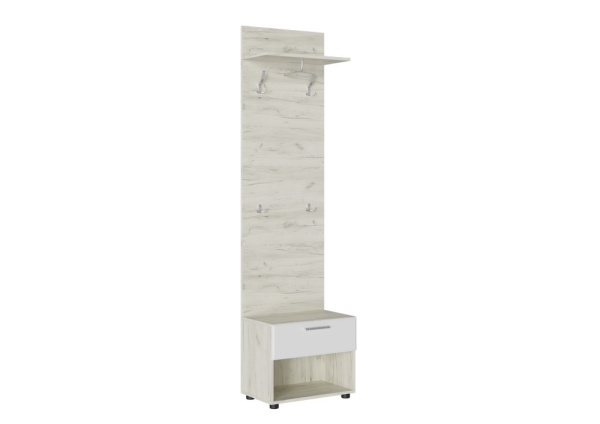 САФАРИ_Тумба_ТМ-003_(Тумба с вешалкой) Дуб крафт белый / Белый Софт