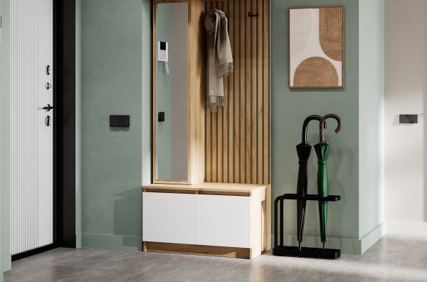 БОСТОН ЛАЙТ Прихожая Корпус - Дуб Крафт золотой К003  Фасад ЛДСП - Белый (Гладкий)