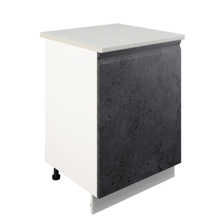 Шкаф нижний ШН 600-1 Корпус: ЛДСП белый 16мм; фасад: фрезеровка Бруклин, МДФ бетон черный 16мм
