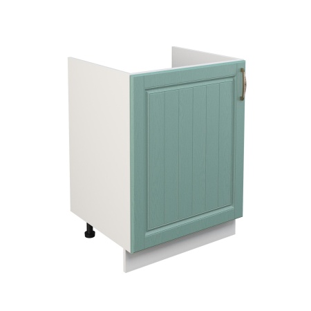 Шкаф нижний под мойку ШНМ 600-1 Корпус: ЛДСП белый 16мм; фасад: фрезеровка Лондон, МДФ дуб изумруд 16мм