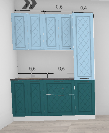 Кухня Барселона Голубой тик / Морское дерево (низ) 1200 + пенал 400 мм (3941)