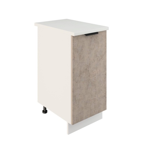 Шкаф нижний ШН 400 Корпус: ЛДСП белый 16мм; фасад: фрезеровка Норд, МДФ камень беж 16 мм