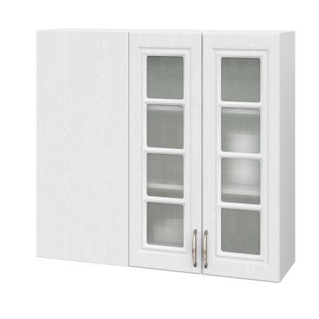 Шкаф верхний угловой (премьер) со стеклом ШВУПС 1000Н Лондон дуб сканди (МДФ 16мм МС София)