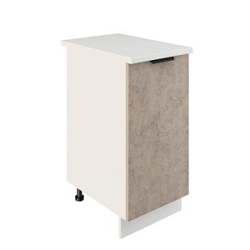 Шкаф нижний ШН 400 Корпус: ЛДСП белый 16мм; фасад: фрезеровка Норд, МДФ камень беж 16 мм