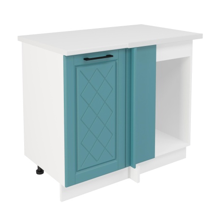 Шкаф нижний угловой  ШНУП 1000 Корпус: ЛДСП белый 16мм; фасад: фрезеровка Барселона, МДФ морское дерево 16мм