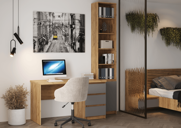 БОСТОН Стол письменный СП-001 ЛДСП (Комплект) Дуб Крафт золотой / Серый Шифер