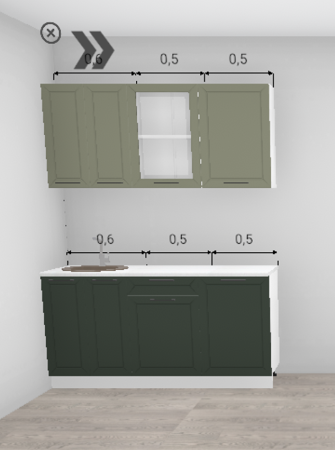 Кухня Кельн софт лайт хаки / Софт пихтовый зеленый (низ) 1,6 м (9421)