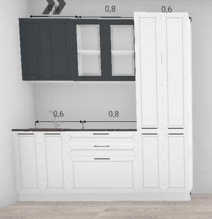 Кухня Кельн Софт даймонд / Софт смок верх 1400 + пенал 600 мм (4636)