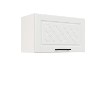 Шкаф верхний горизонтальный ШВГ 600 Корпус: ЛДСП белый 16мм; фасад: фрезеровка Барселона, МДФ белое дерево 16мм