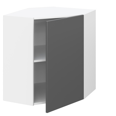 Шкаф верхний угловой ШВУ 600 Барселона белый массив (МДФ 16мм МС София)