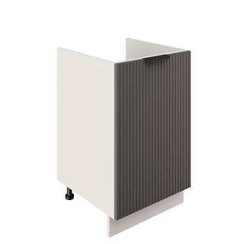 Шкаф нижний под мойку ШНМ 500 Корпус: ЛДСП белый 16мм; фасад: фрезеровка Норд Line, МДФ софт маренго 16 мм