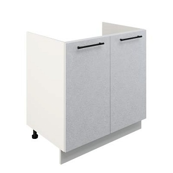 Шкаф нижний под мойку ШНМ 800 Корпус: ЛДСП белый 16мм; фасад: фрезеровка Нувель, МДФ бетон белый 16мм