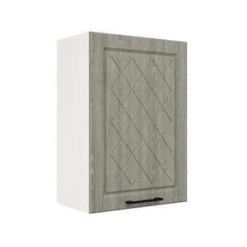 Шкаф верхний ШВ 500 Корпус: ЛДСП белый 16мм; фасад: фрезеровка Барселона, МДФ седой клен 16мм