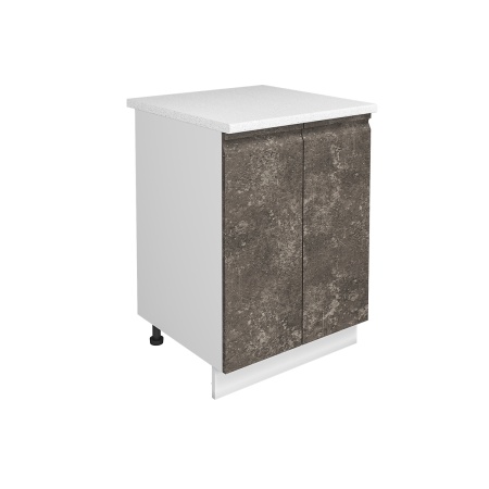 Шкаф нижний ШН 600 Корпус: ЛДСП белый 16мм; фасад: фрезеровка Бруклин, МДФ бетон коричневый 16мм