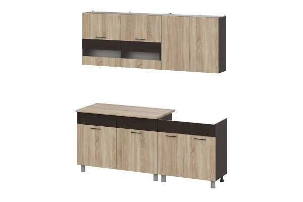 Кухонный гарнитур "Босфор" (2м) Дуб Венге/Дуб Сонома