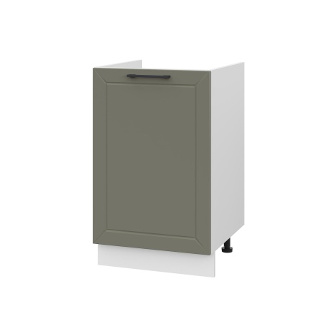 Шкаф нижний под мойку ШНМ 500 Корпус: ЛДСП белый 16мм; фасад: фрезеровка Кельн, МДФ софт лайт хаки 16 мм