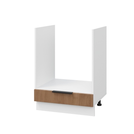 Шкаф нижний духовой ШНД 600 Корпус: ЛДСП белый 16мм; фасад: фрезеровка Оливия, ЛДСП дуб крафт табачный 16 мм