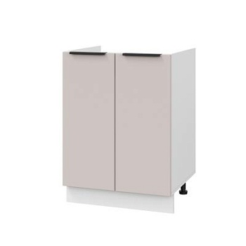 Шкаф нижний под мойку ШНМ 600 Корпус: ЛДСП белый 16мм; фасад: фрезеровка Оливия, МДФ сиена тауп 16 мм