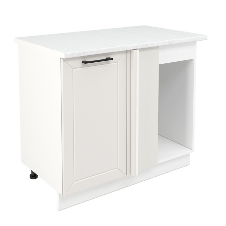 Шкаф нижний угловой  ШНУП 1000 Корпус: ЛДСП белый 16мм; фасад: фрезеровка Кельн, МДФ софт айвори 16 мм